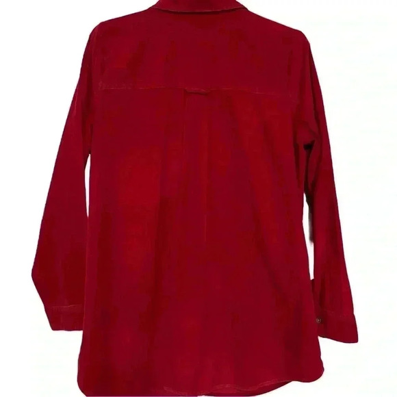 J.Jill Red corduroy long-sleeve popover button-up collared shirt Women’s Size M - Picture 3 of 7